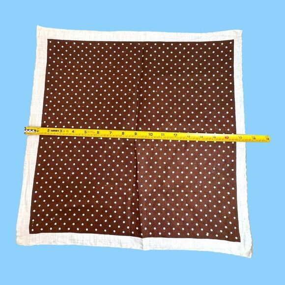 Brown Polka Dot Handkerchief Pretty Woman Julia Roberts Silk 13" Pocket Scarf - Picture 3 of 4